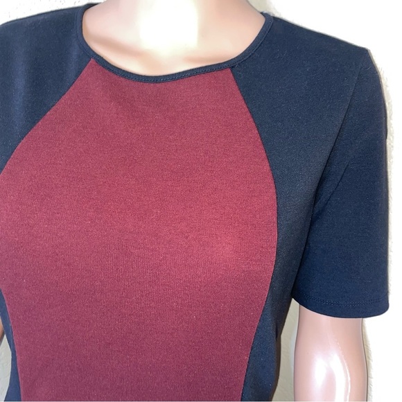 41 Hawthorn maroon & black square figure flattering textured knee length dress - Picture 4 of 12